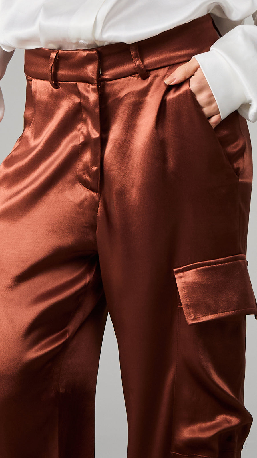 Satin Cargo Pants
