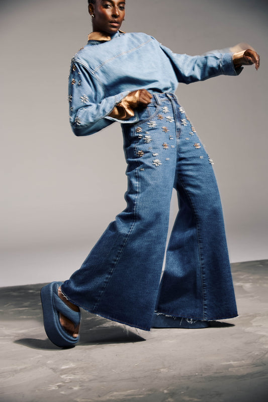 Emily Embroidered Denim Pants