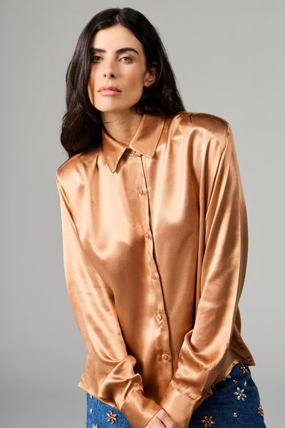 Satin Shirt with shoulder pads