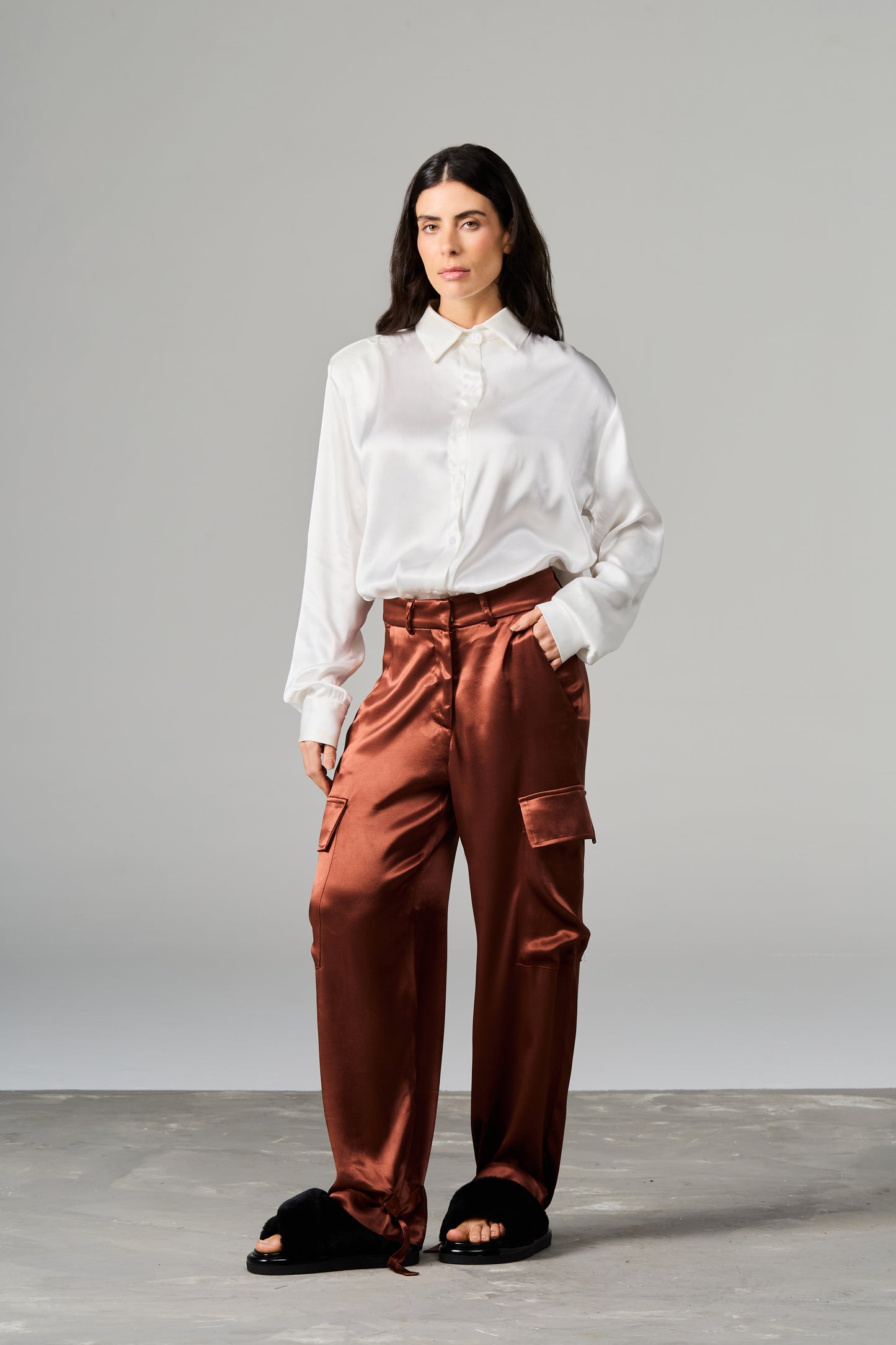 Satin Cargo Pants