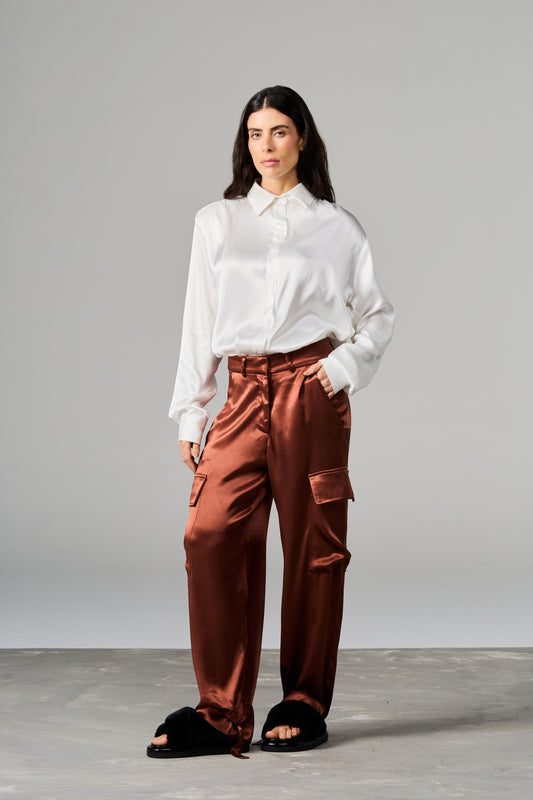 Satin Cargo Pants