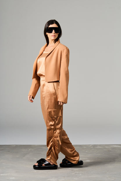 Satin Jumpsuit with Pockets