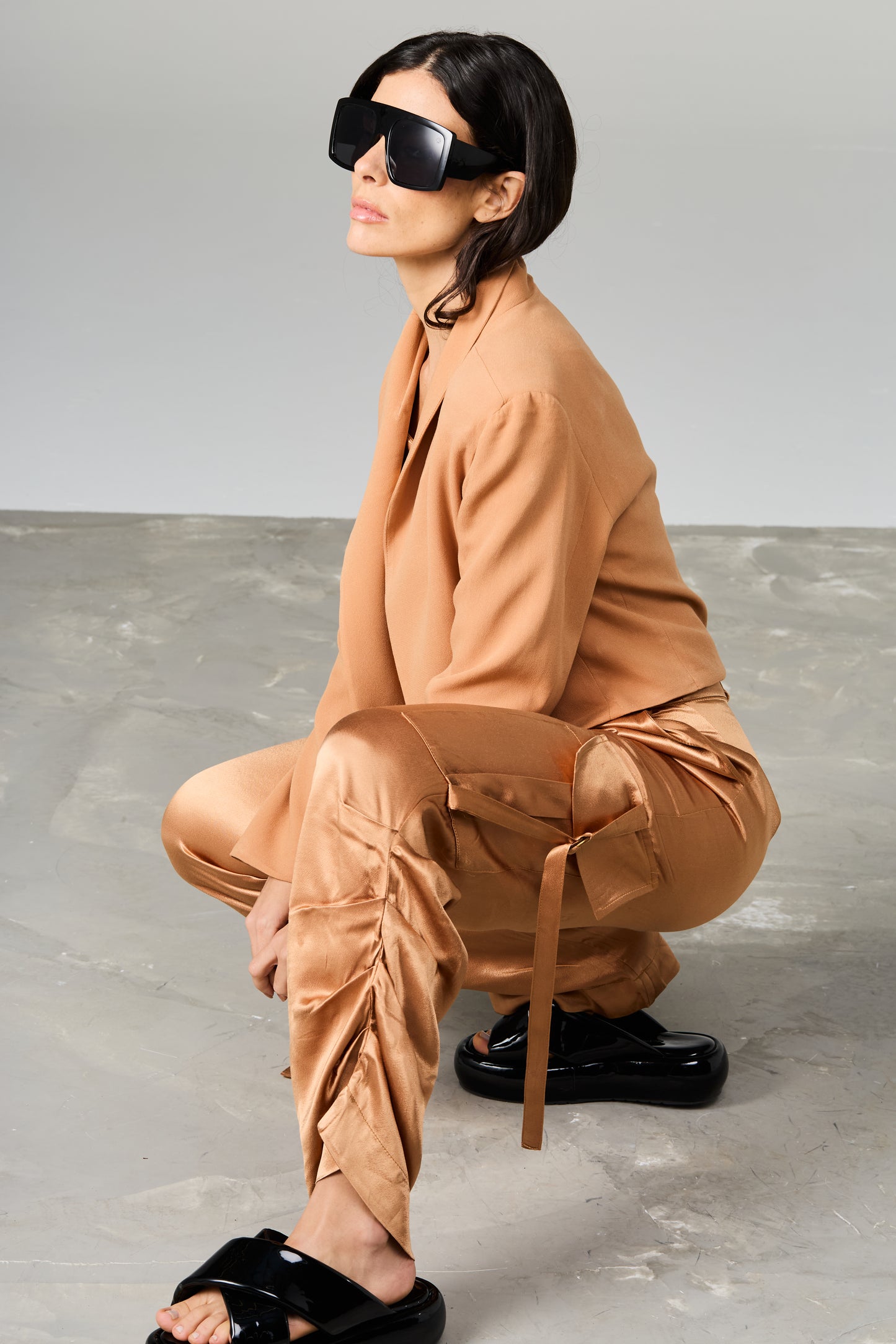 Satin Jumpsuit with Pockets