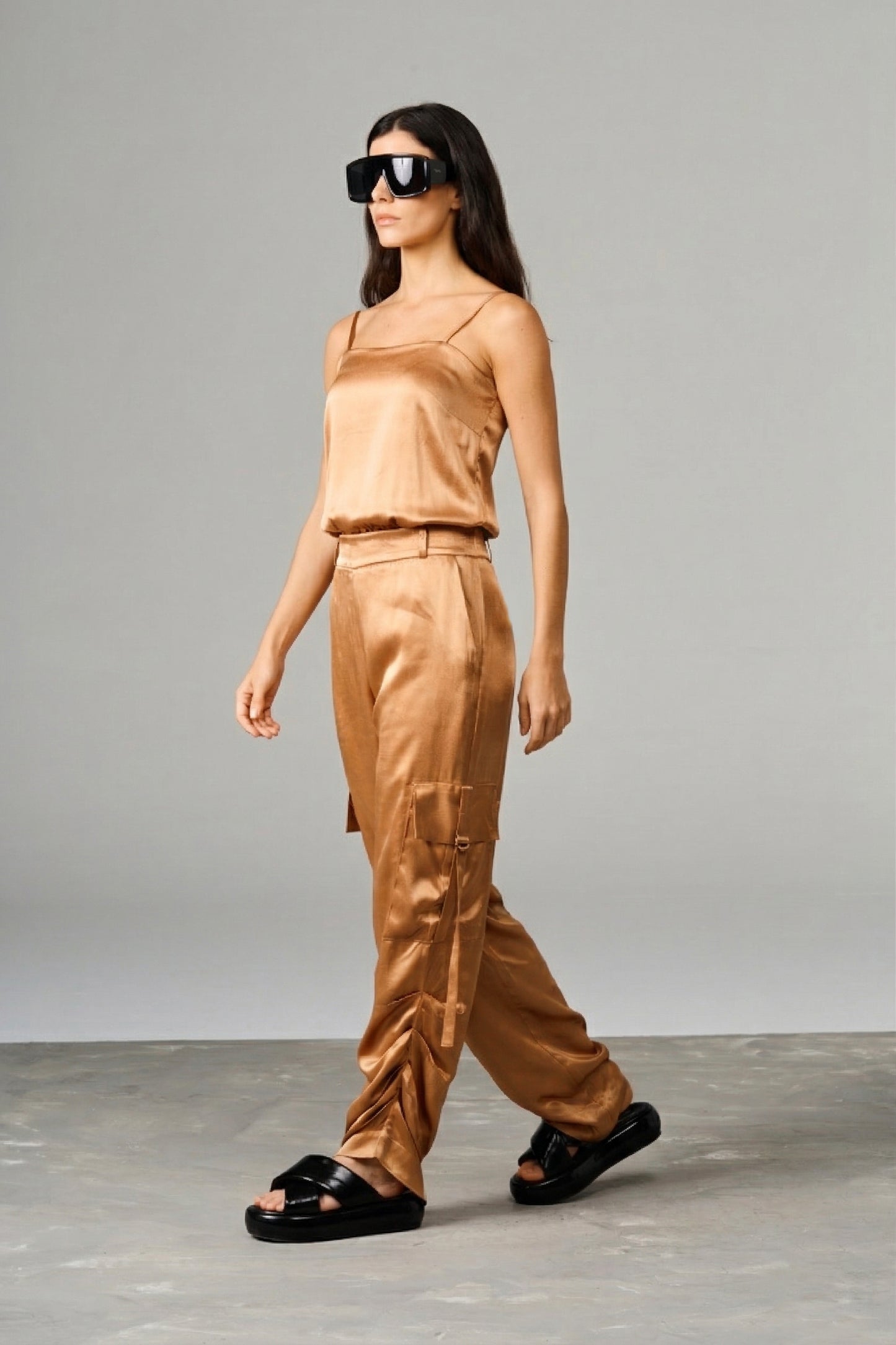 Satin Jumpsuit with Pockets