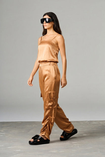 Satin Jumpsuit with Pockets