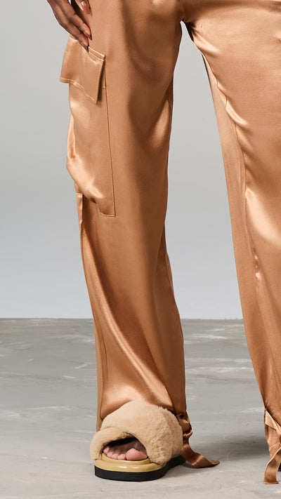 Satin Cargo Pants