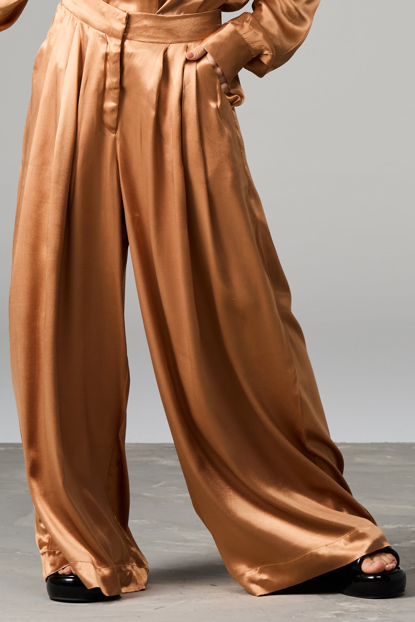 Satin Pleated Trousers
