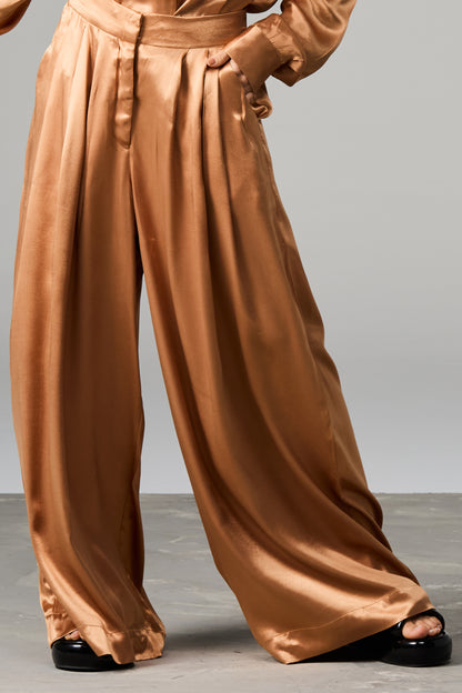 Satin Pleated Trousers