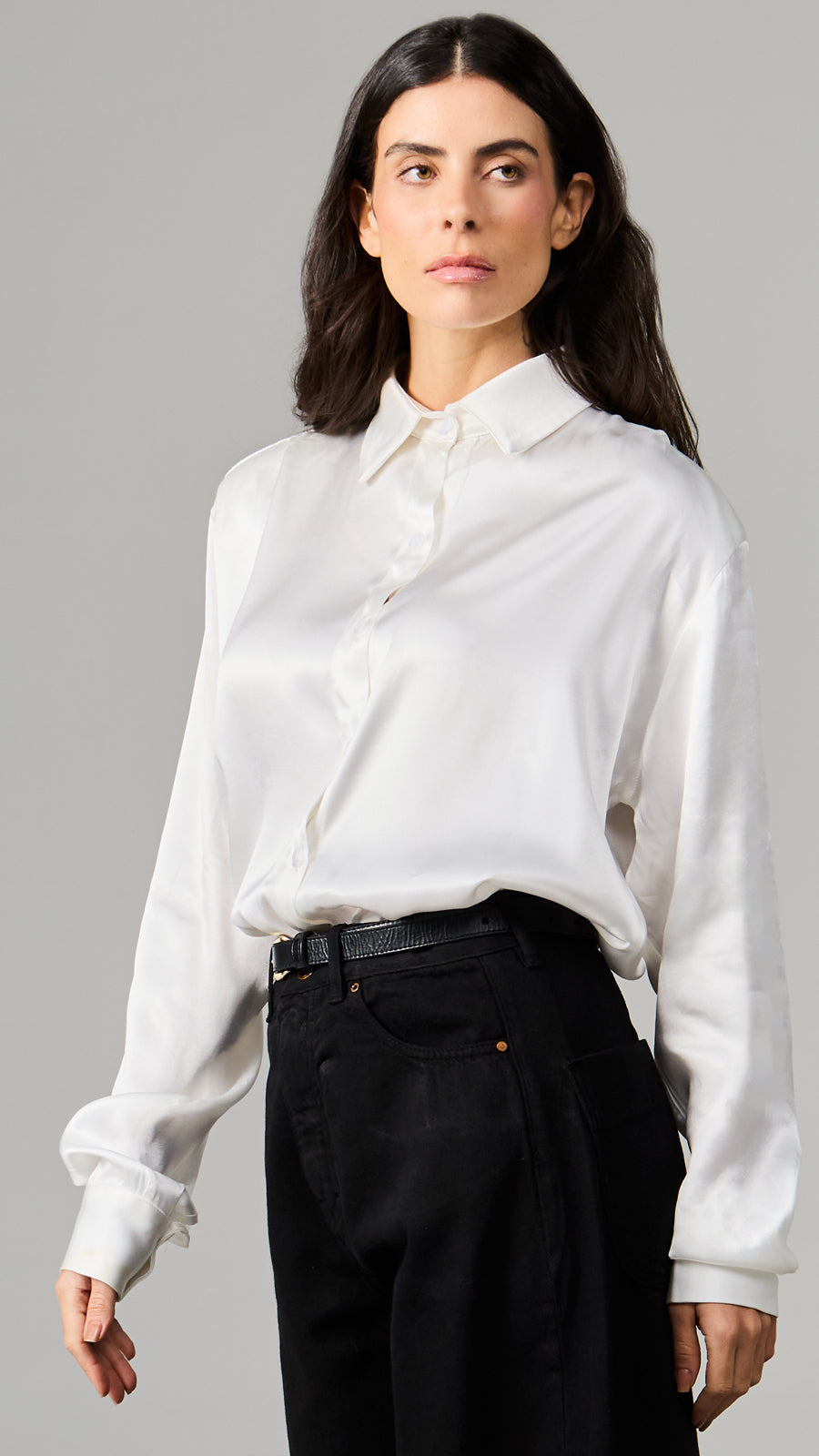 Satin Shirt with shoulder pads