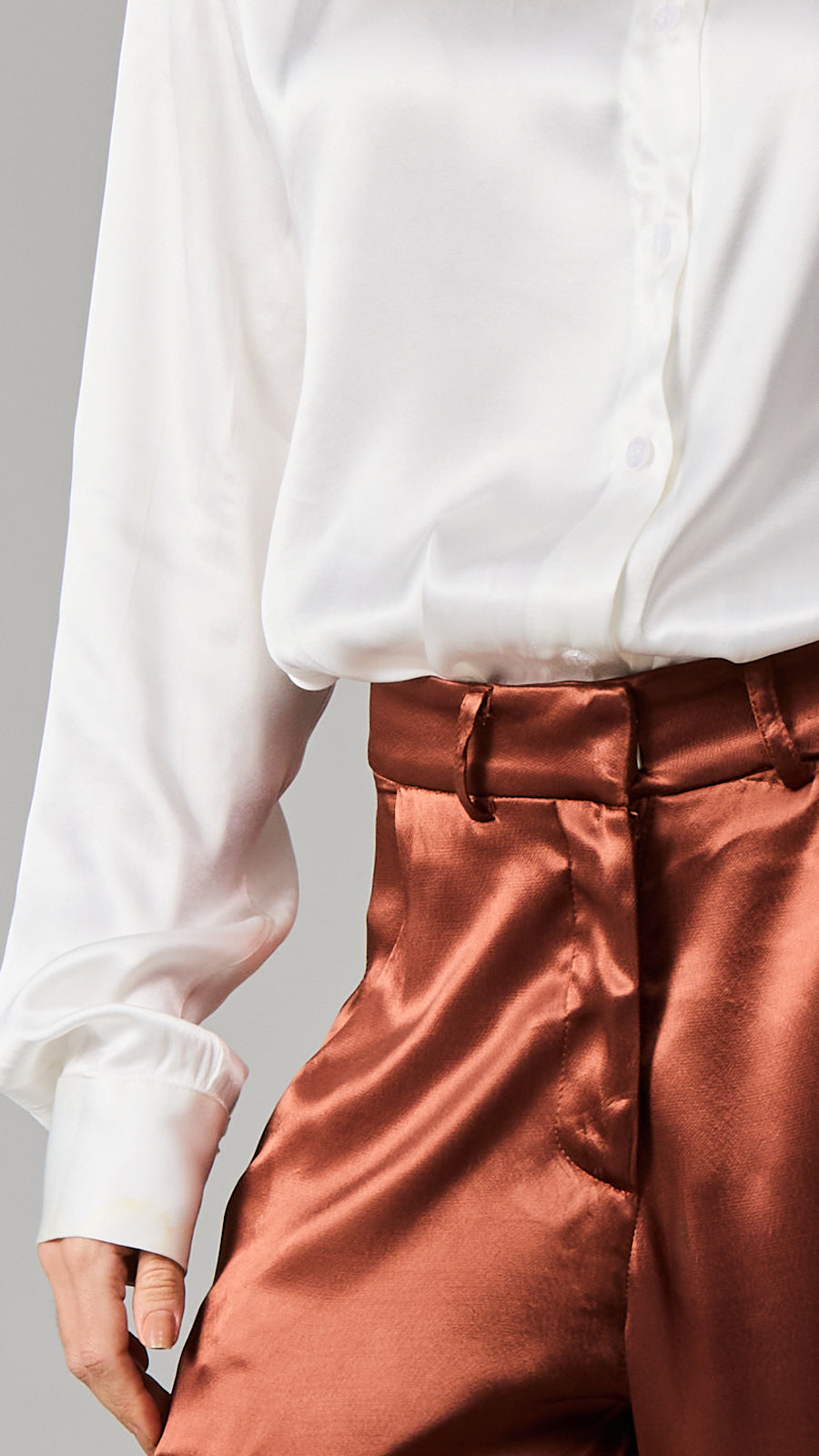 Satin Shirt with shoulder pads