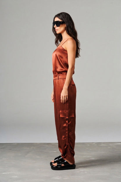 Satin Jumpsuit with Pockets